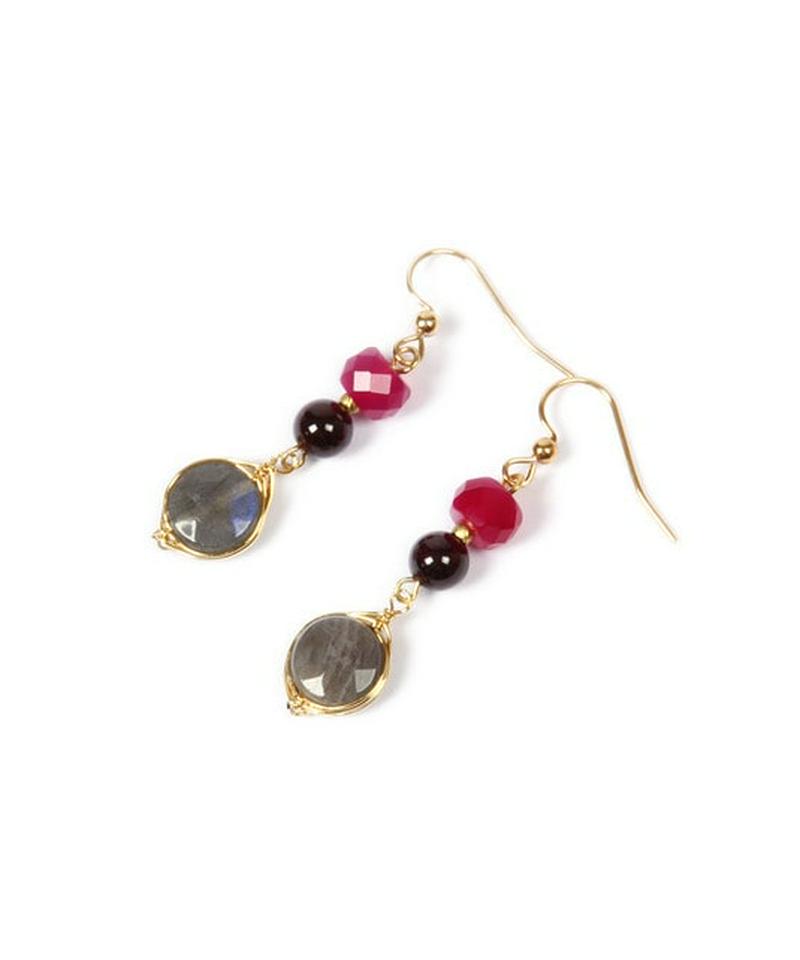 K14GF ガーネット×ラブラドライトピアス