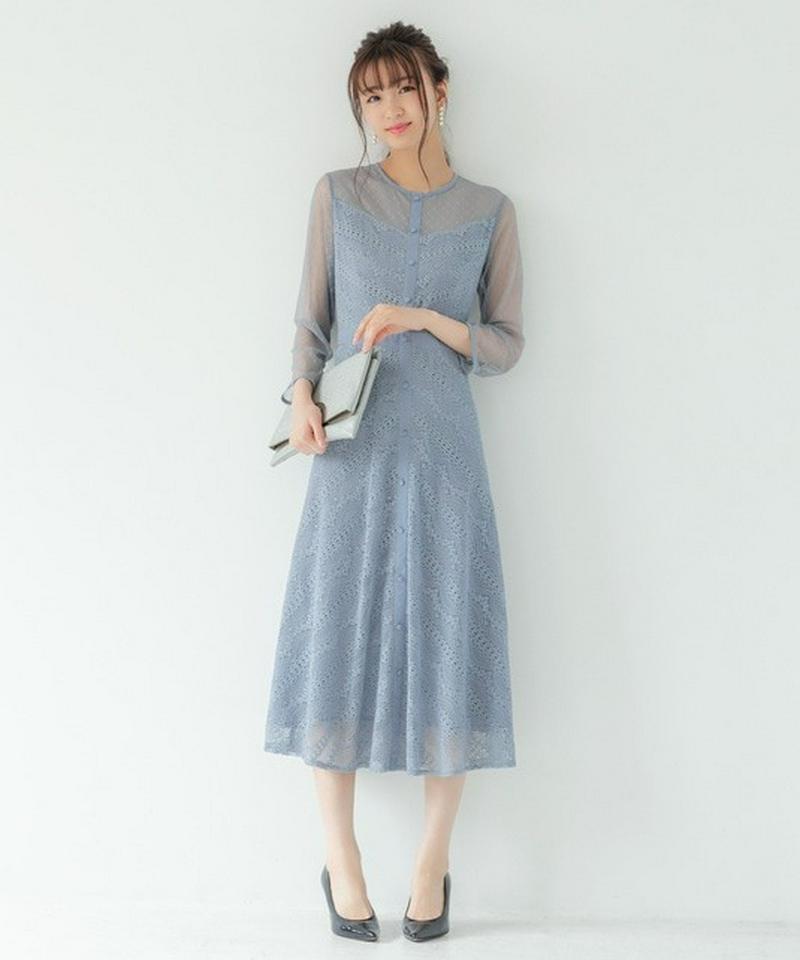 ストライプ総シースルー ドレス