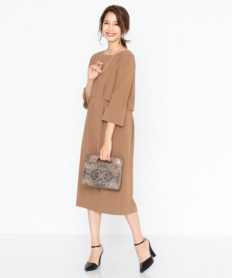 【洗える！】フロントタックストレート ドレス