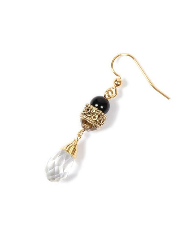 K14GF オニキス×クリスタル装飾ピアス