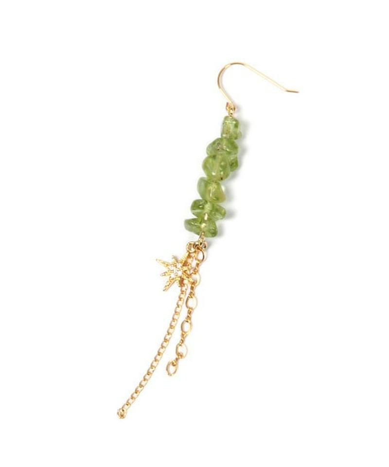 【8月誕生石】K14GF ペリドット×ガラス星ピアス