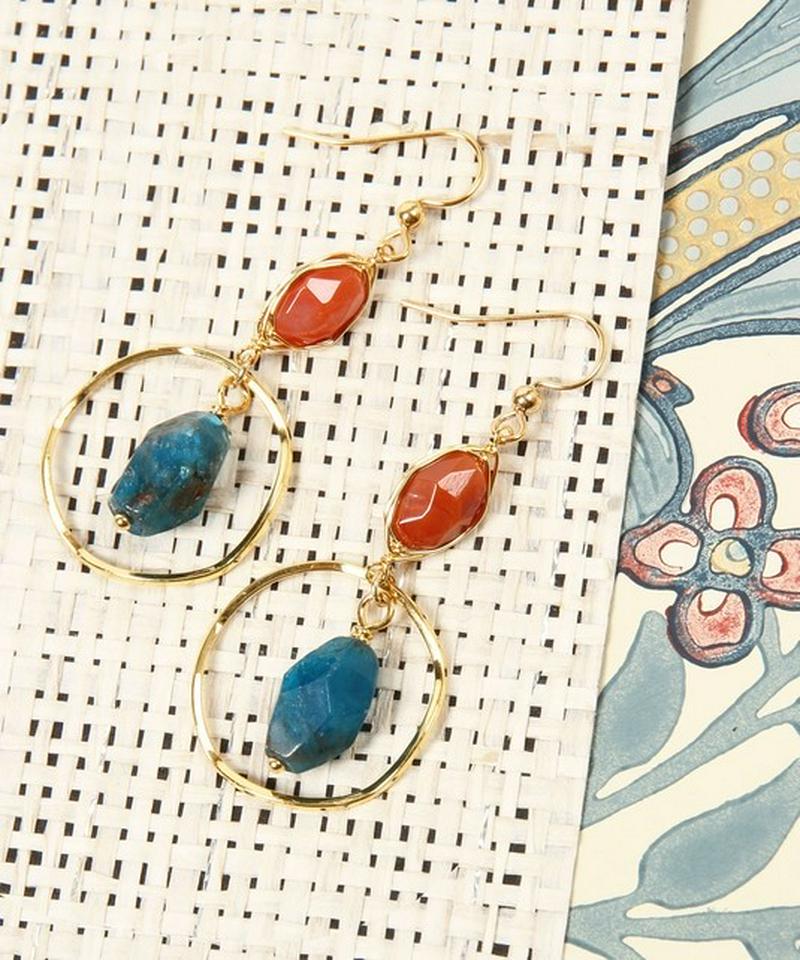 K14GF アゲート×アパタイトピアス