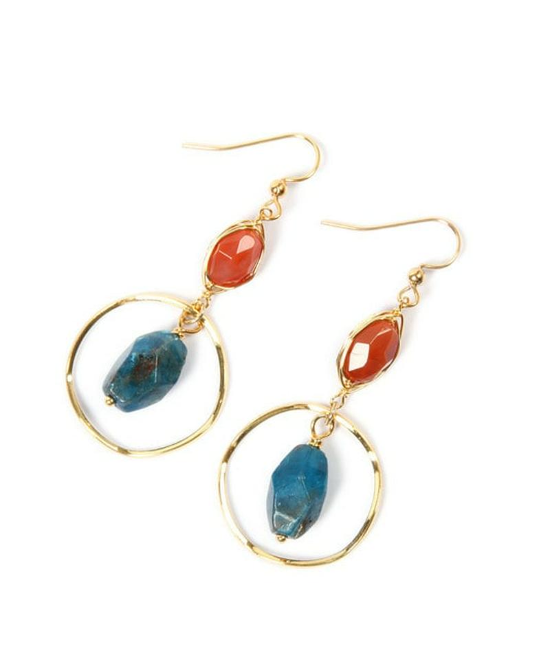 K14GF アゲート×アパタイトピアス