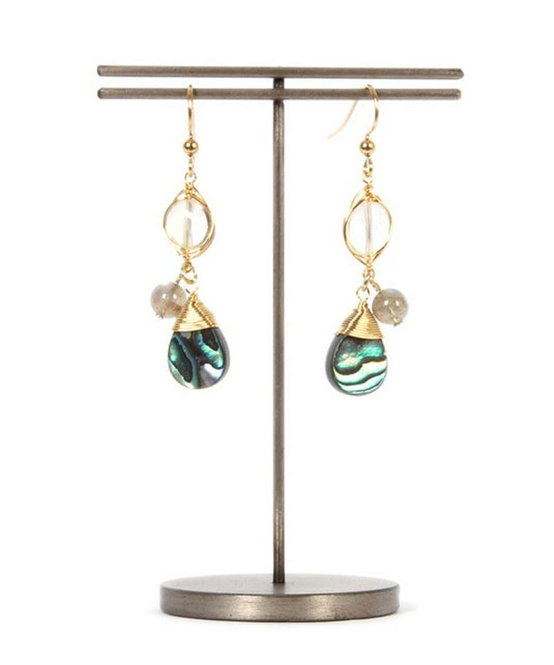 K14GF シトリン×アバロン×ラブラドライトピアス