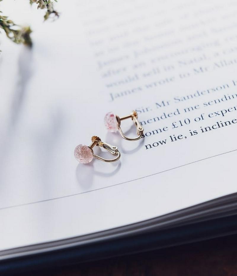 【予約】【J'aDoRe別注】【DeWLuX】1粒ストーンイヤリングピンクエピドート