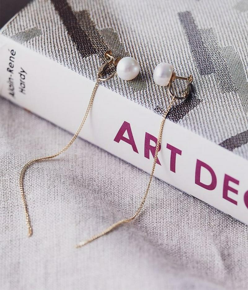 【別注】【DeWLuX】k10パールチェーンイヤリング