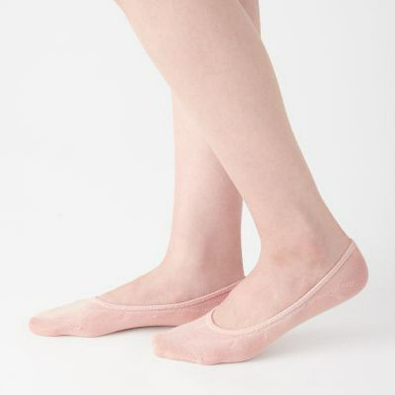 つま先ワイド脱げにくい　綿混　フットカバー（婦人・えらべる） ２１～２３ｃｍ・スモーキーピンク