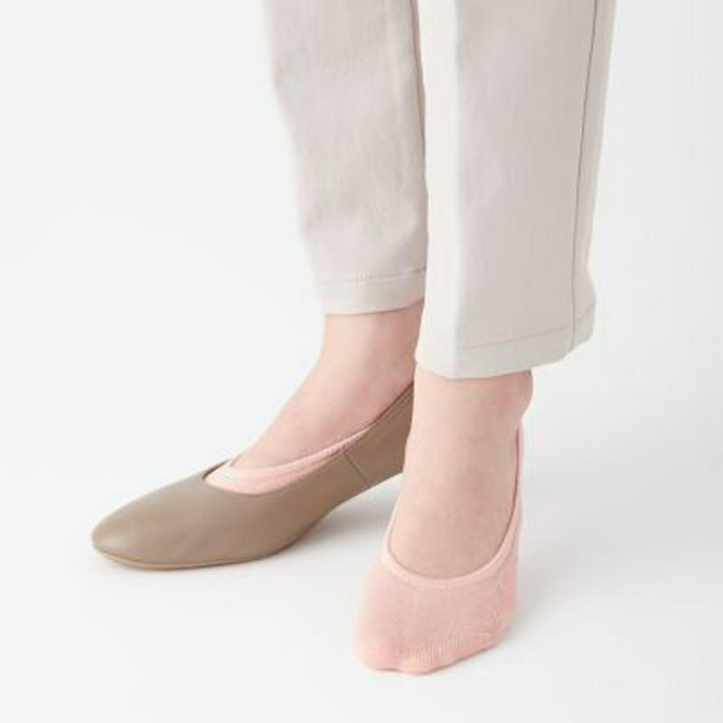つま先ワイド脱げにくい　綿混　フットカバー（婦人・えらべる） ２１～２３ｃｍ・スモーキーピンク