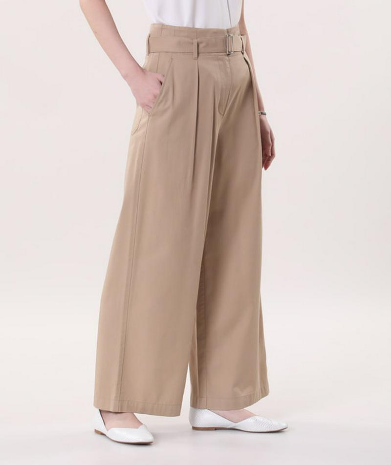 PLST モダールコットンツイルタックワイドパンツ