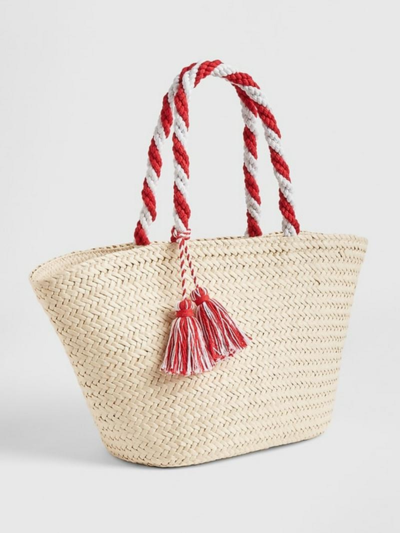 ウーヴンストロー タッセルトート