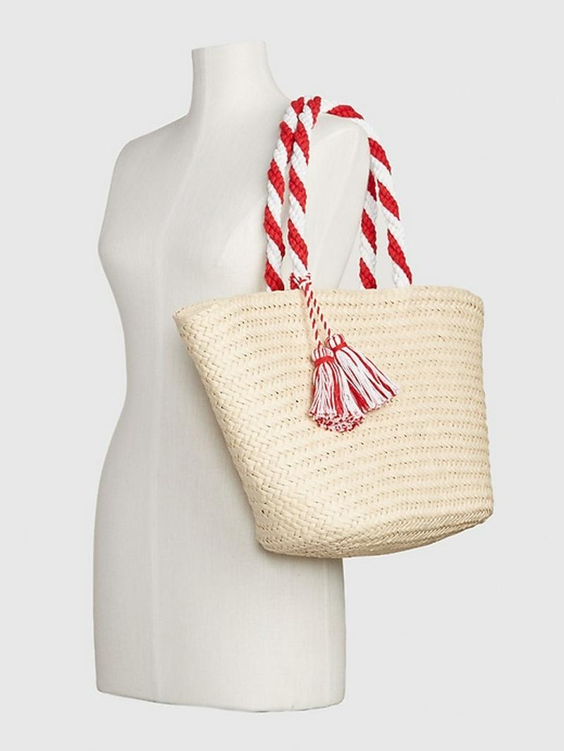 ウーヴンストロー タッセルトート