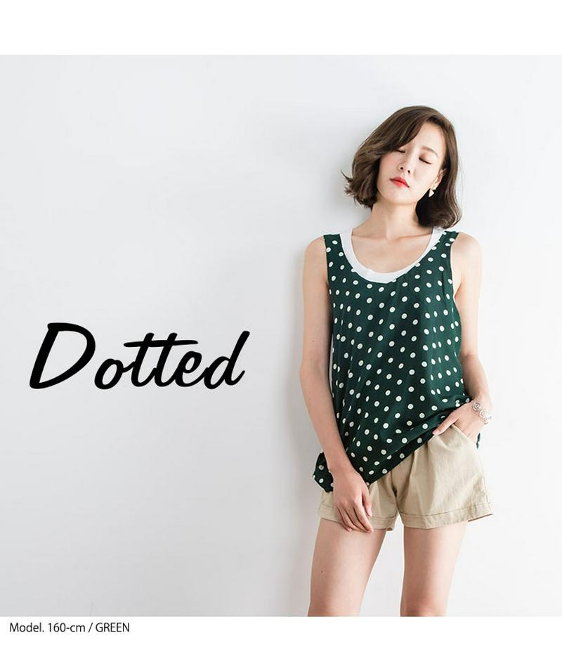 [OUTLET特価]ドットパターンラウンドネックスリーブレス