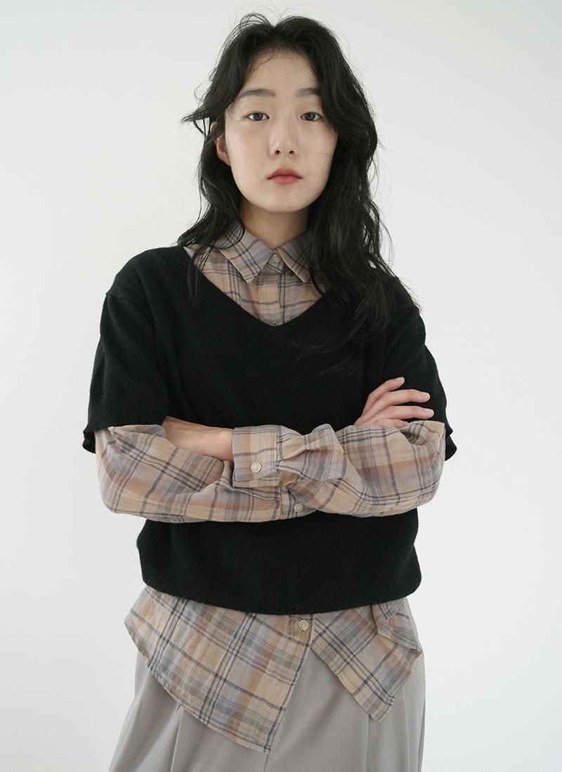 ウールミックス半袖ニット