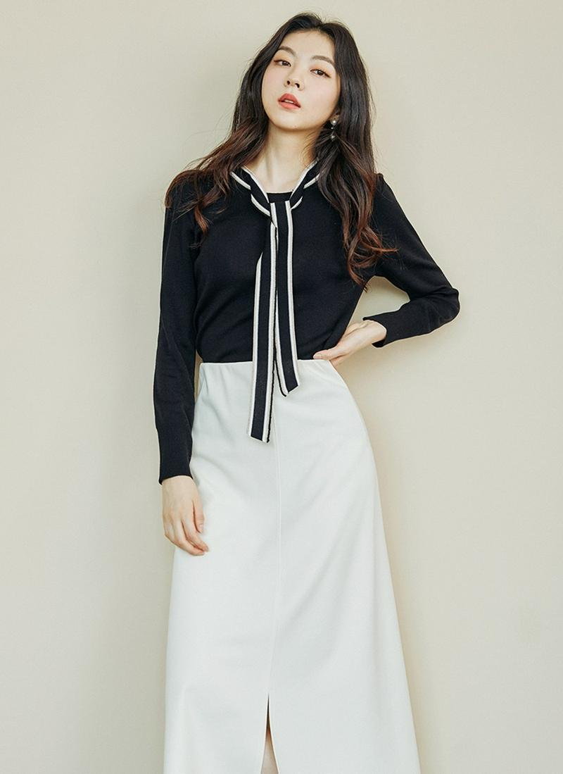 グリッター配色ボウタイニット