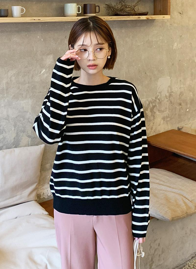 ボーダーラウンドニット・全3色