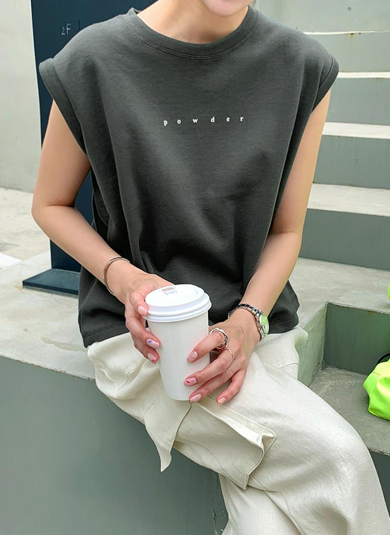 英字バンドスリーブTシャツ