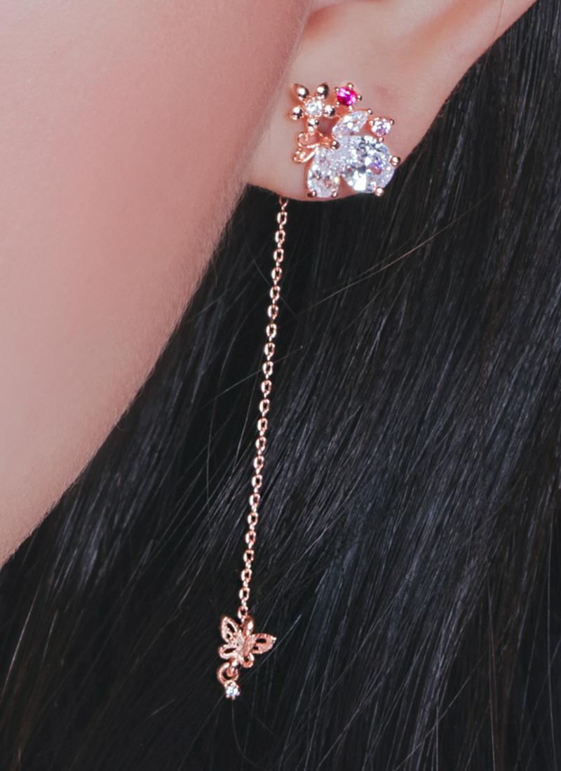 2TYPEチェーンフラワーピアス