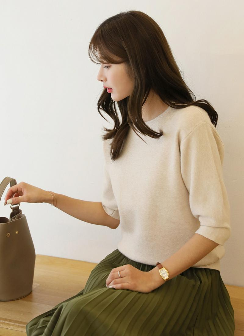 パフスリーブシンプルニット