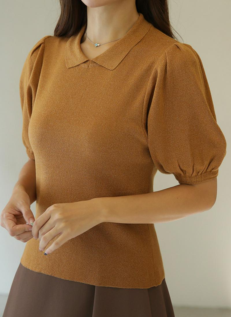 カラーパフスリーブニット