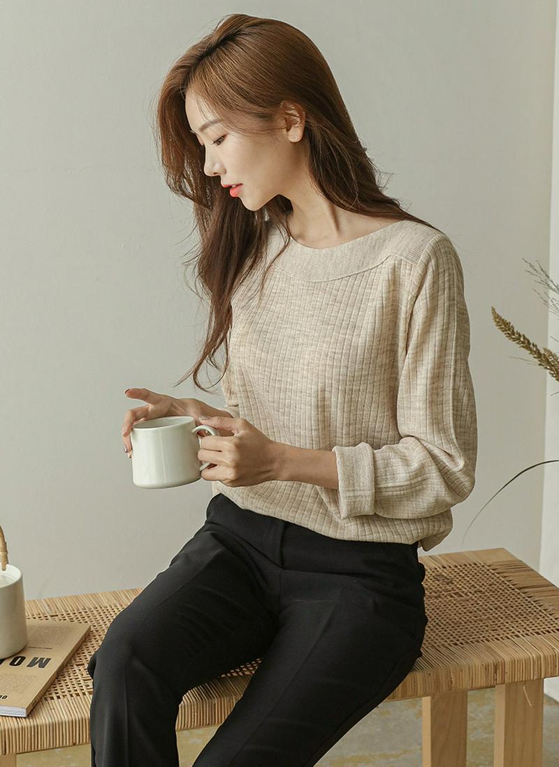 ウールブレンドリブニット