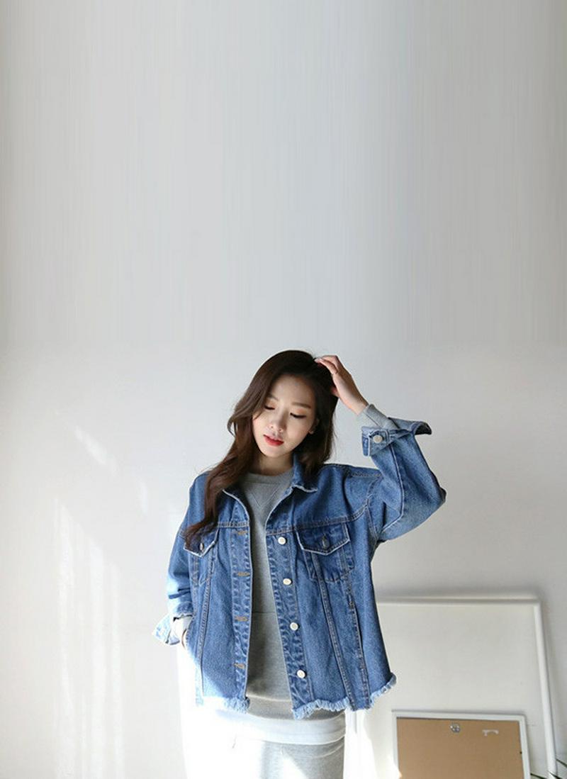 フリンジヘムデニムジャケット