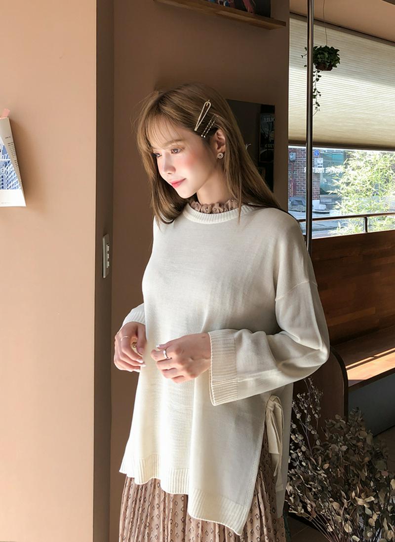 サイドリボンニット