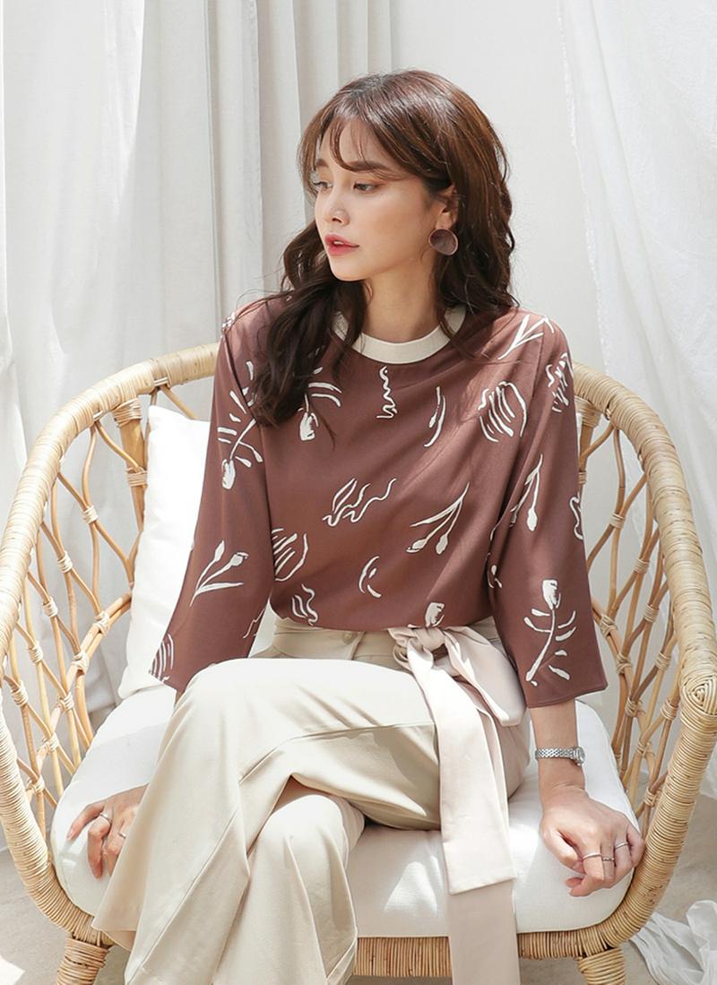 配色プリントTシャツ・全3色