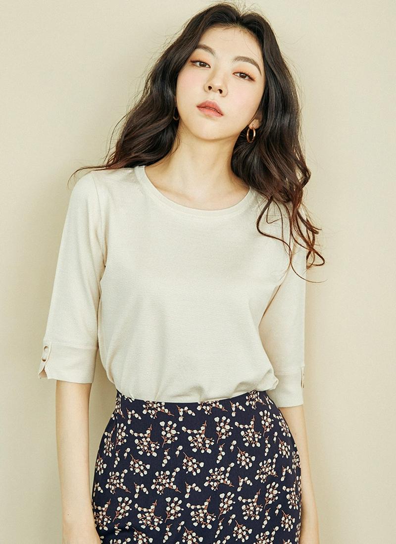 ボタンポイント7分丈ニット