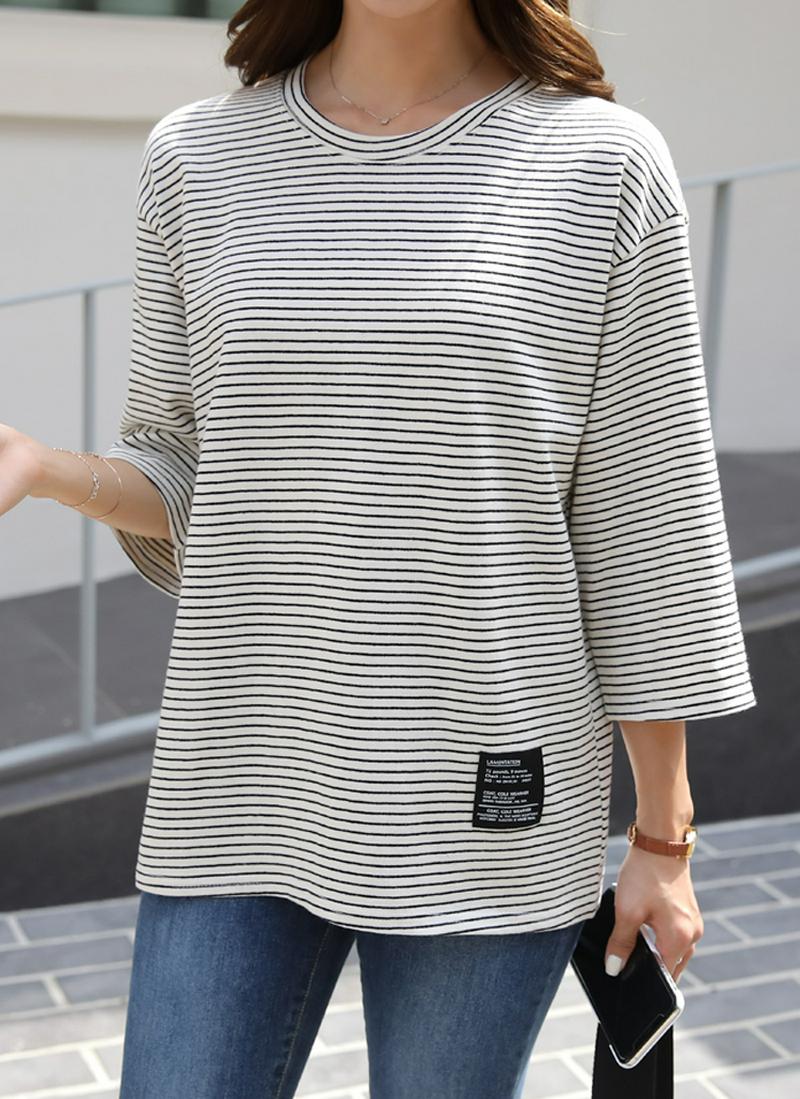 タグポイントボーダーTシャツ