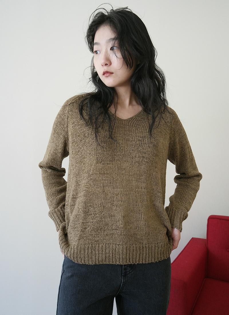 Vネックライトニット