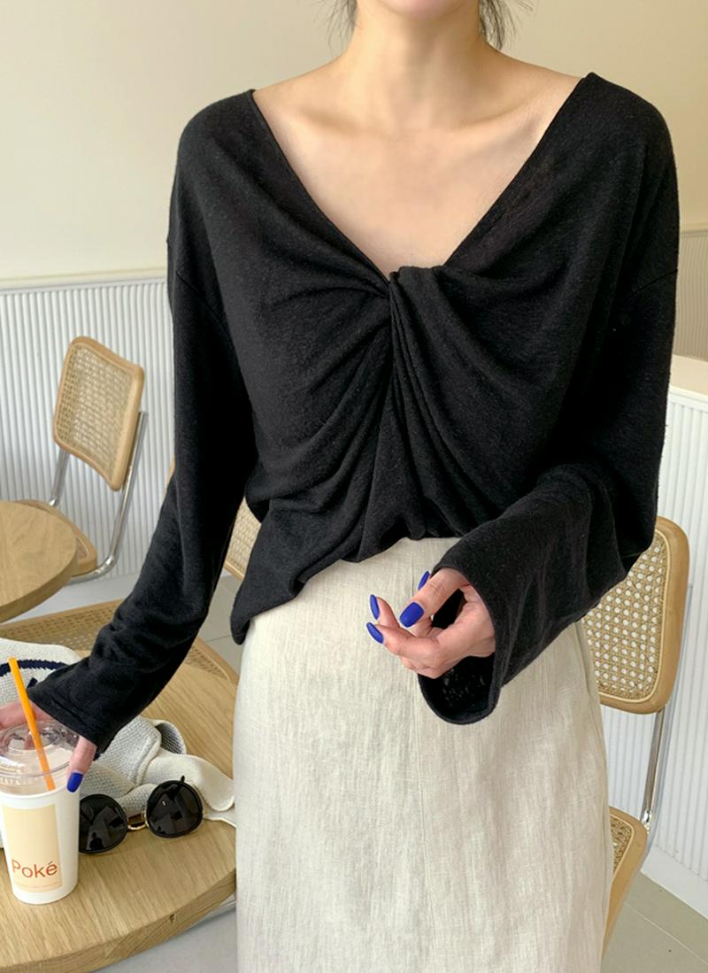リネン混ツイストTシャツ