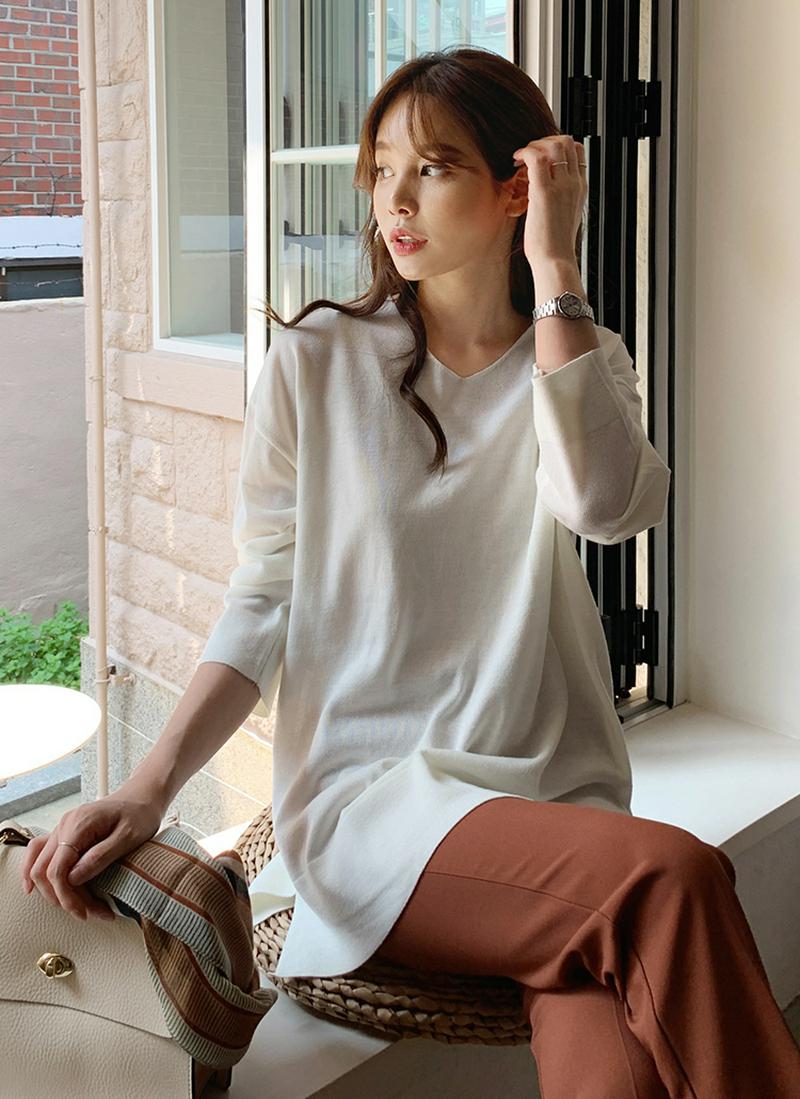 Vネックルーズニット・全4色