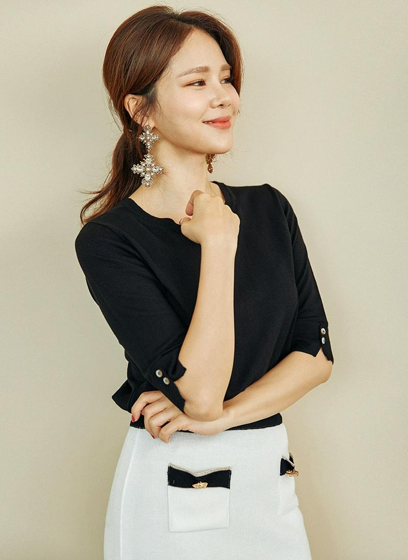 ボタンポイント7分丈ニット