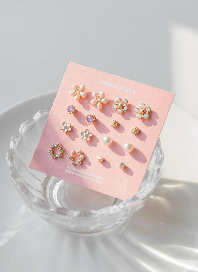 フラワーマルチピアスSET