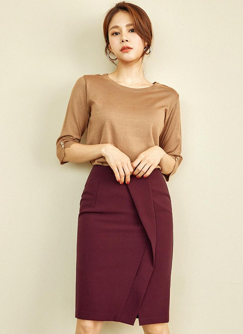 ボタンポイント7分丈ニット