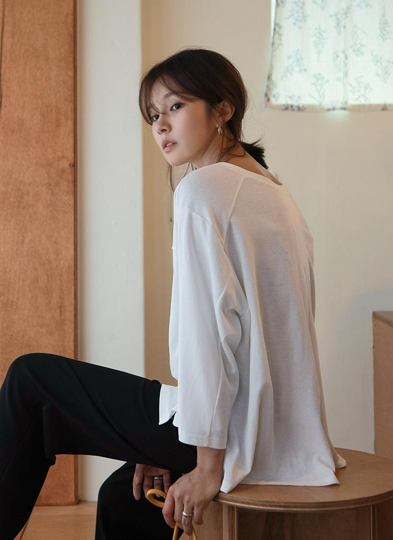 テンセル混VネックTシャツ
