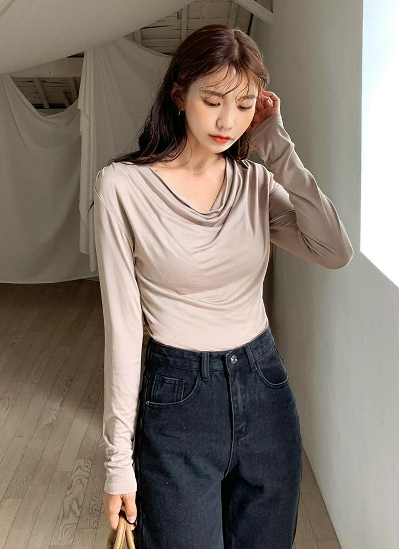 ドレープネックTシャツ・全3色