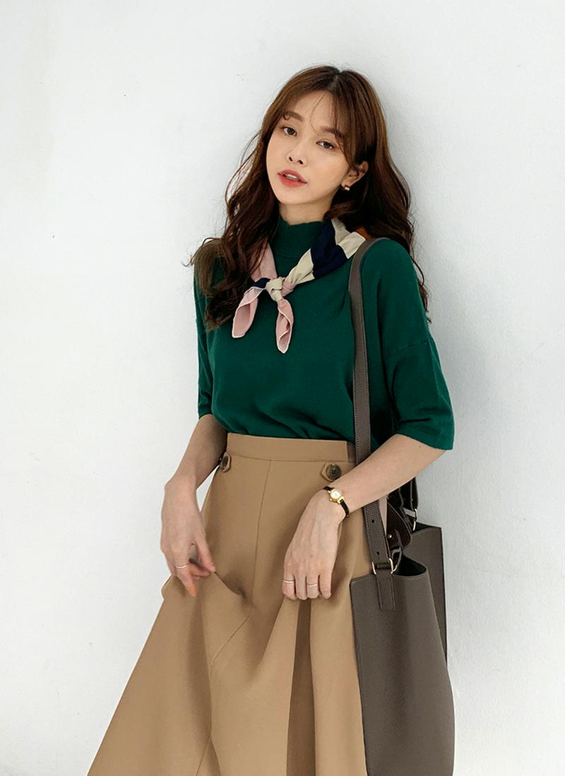 ハーフネックスリットニット・全5色