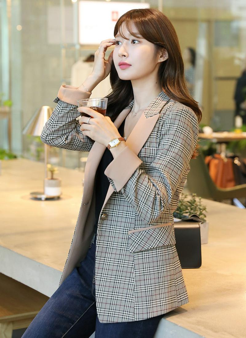 チェック配色ジャケット