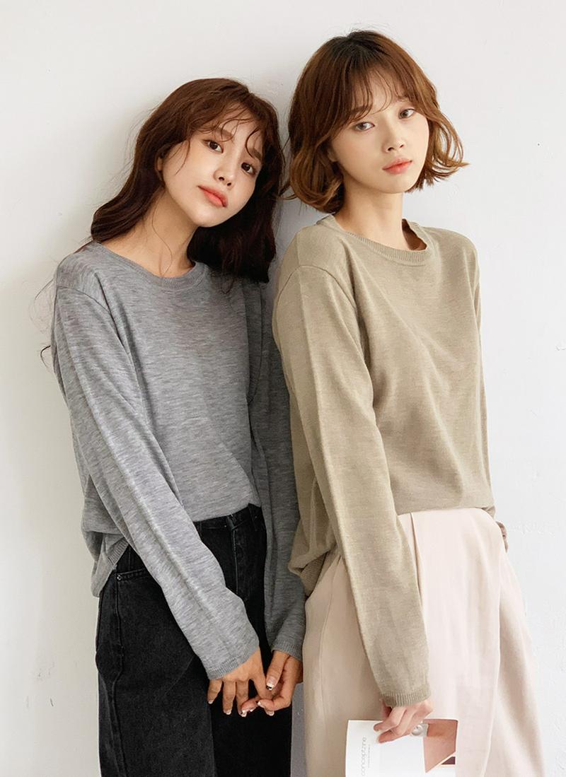 リブヘムラウンドニット・全8色