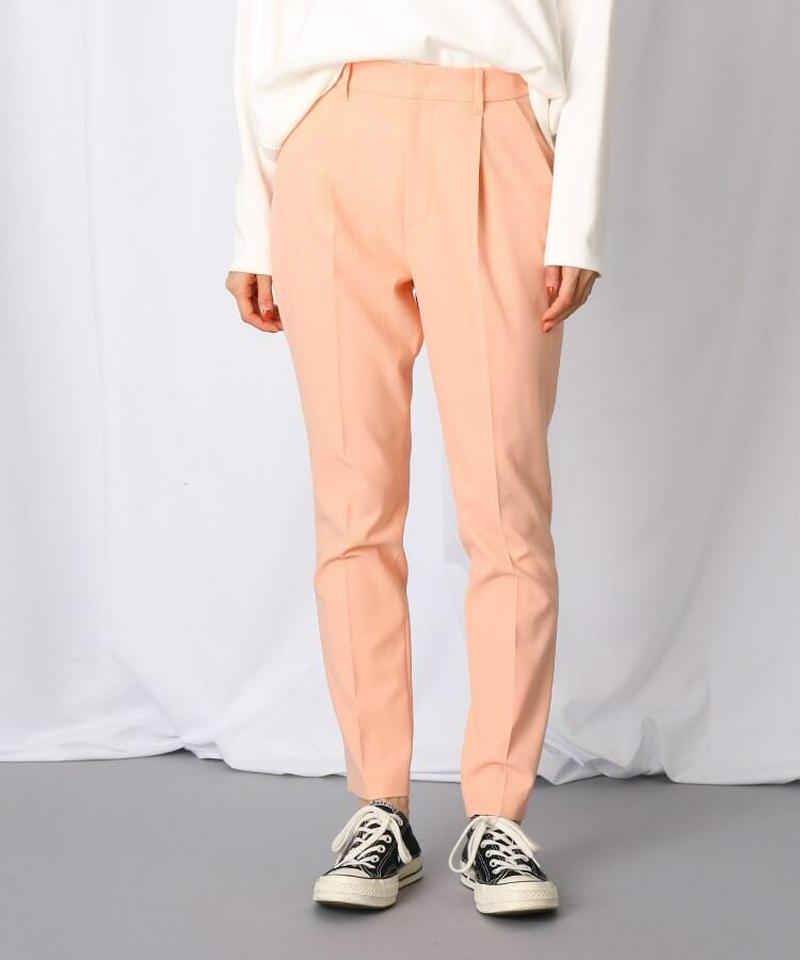 【洗える】ダブルジョーゼット センタープレステーパードパンツ