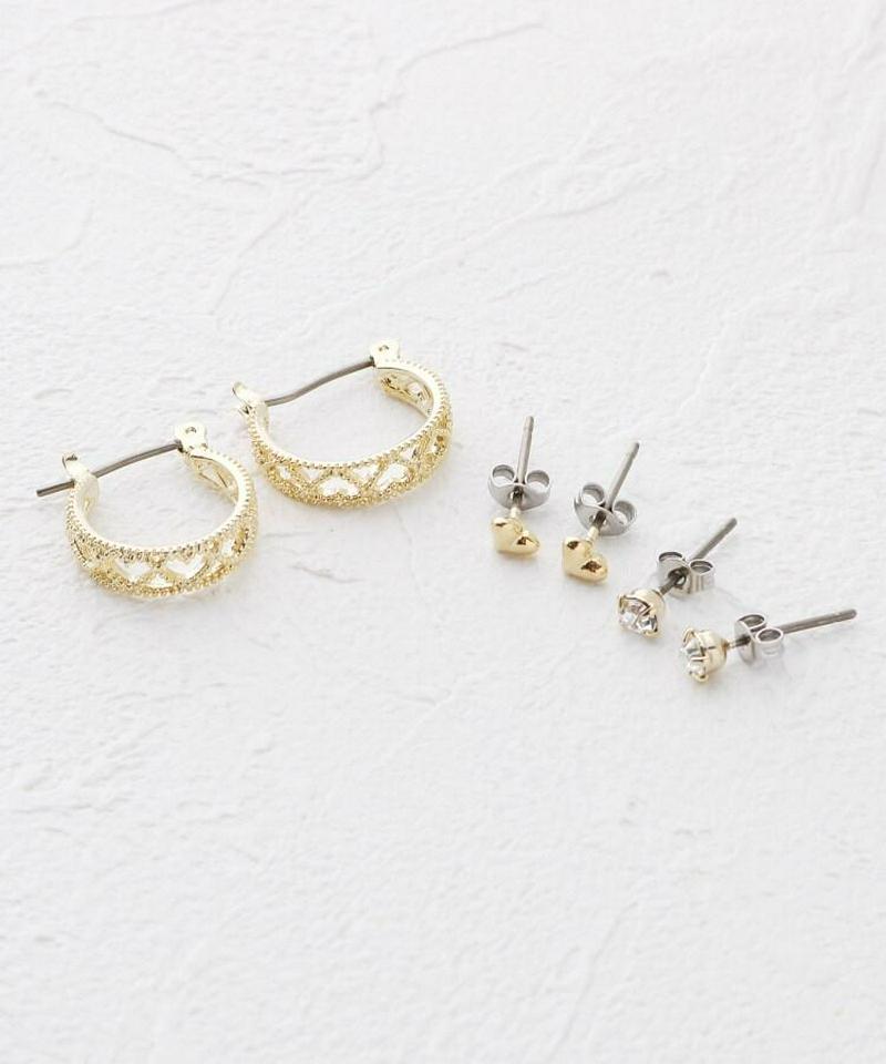 ハートスカシプチフープセットピアス