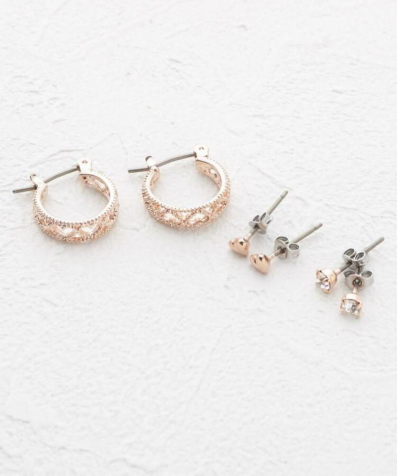 ハートスカシプチフープセットピアス