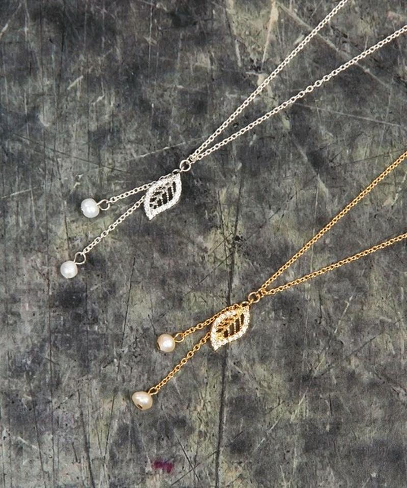 S925 リーフチャーム×パールネックレス