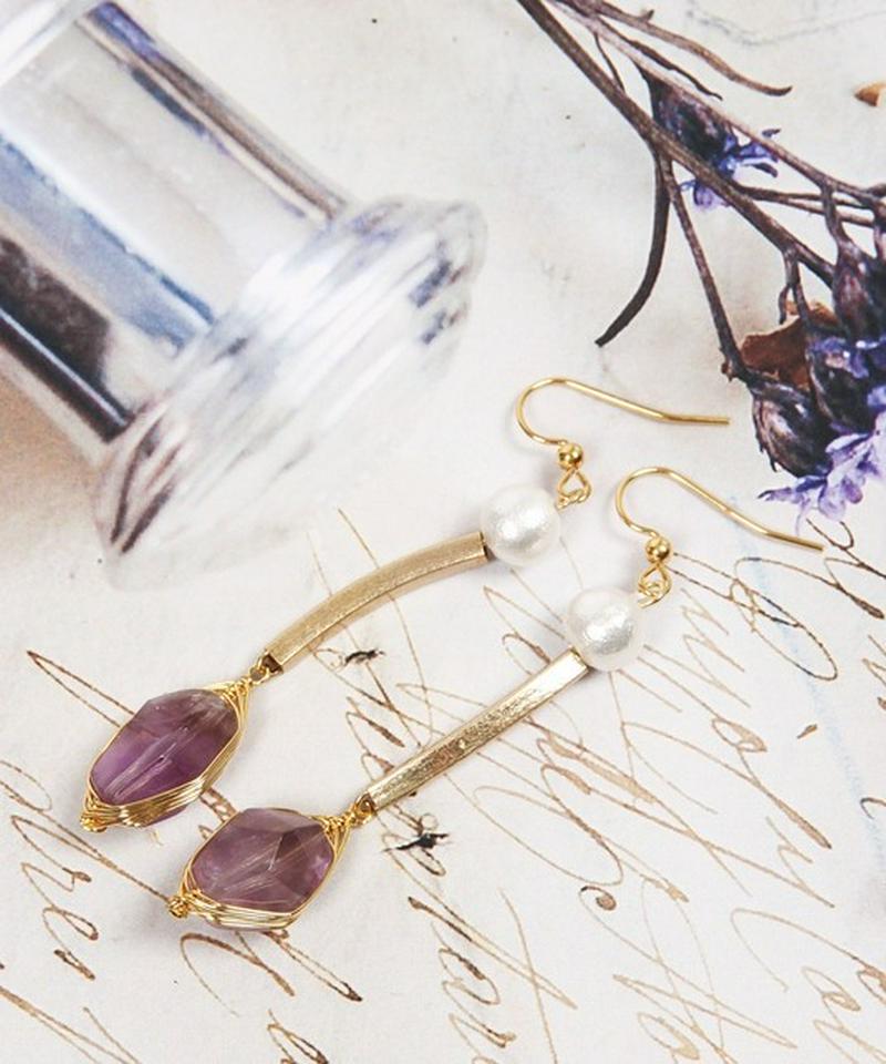 K14GF 筒ロングパーツ×アメジストピアス