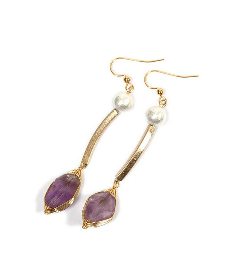 K14GF 筒ロングパーツ×アメジストピアス