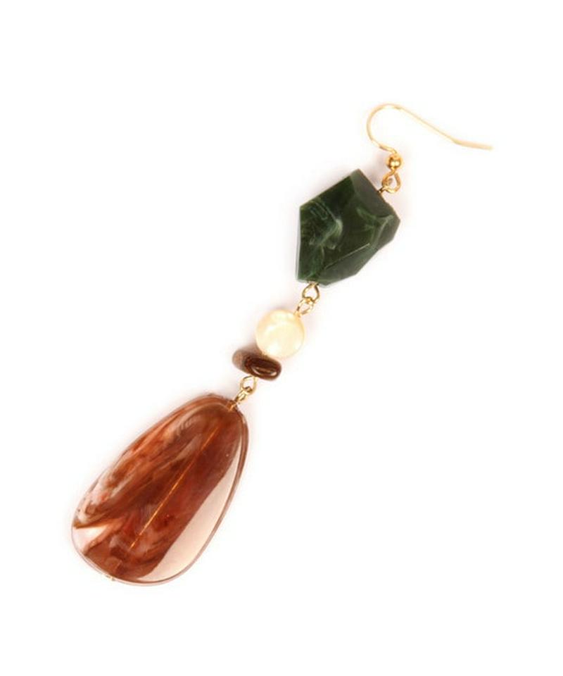 K14GF マーブルパーツ ブラウン×グリーンピアス