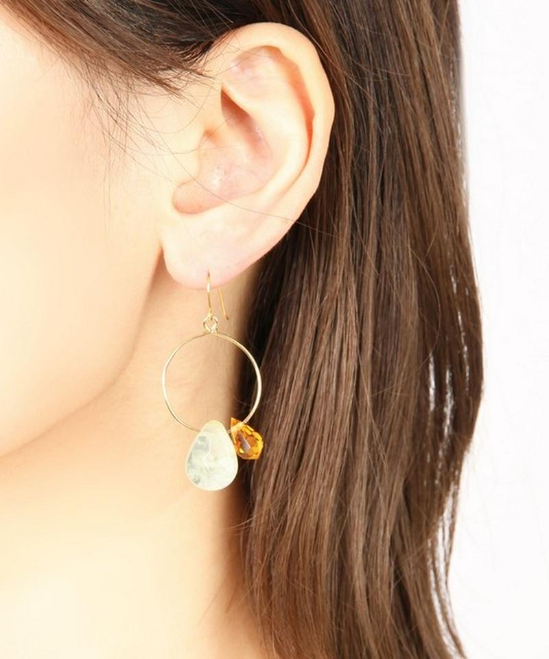 K14GF 小フープ×しずくプレナイト シンプルピアス