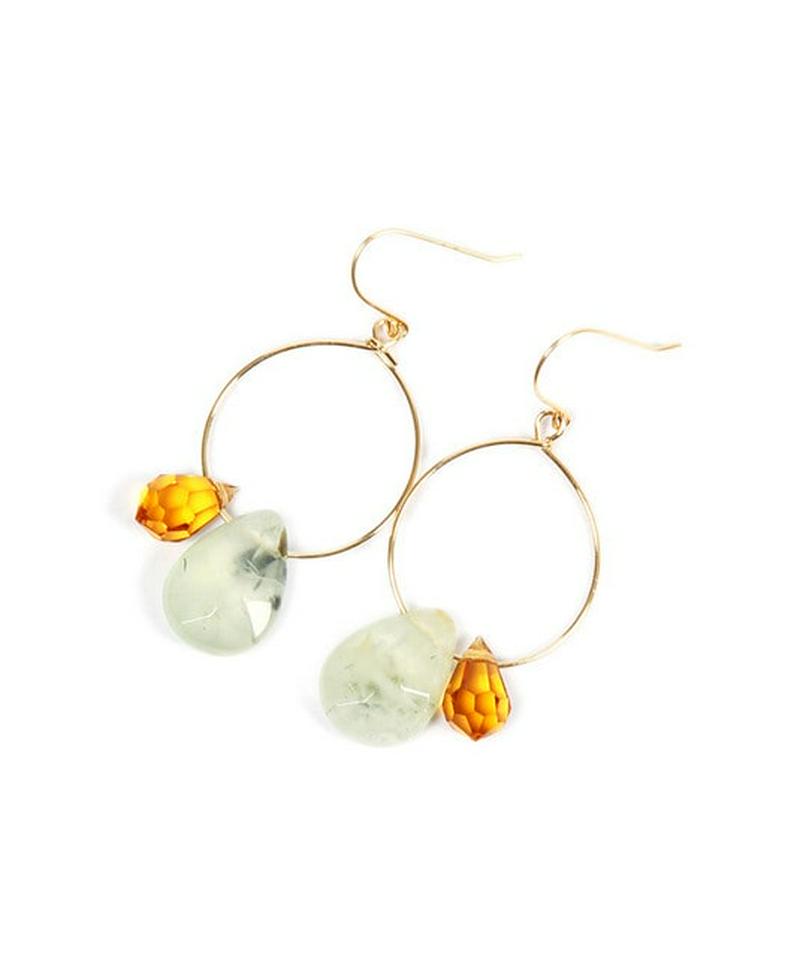 K14GF 小フープ×しずくプレナイト シンプルピアス