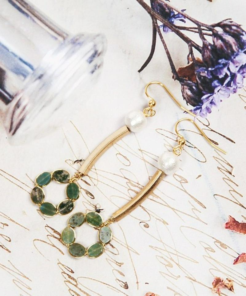 K14GF 筒ロングパーツ×インディアンアゲートピアス